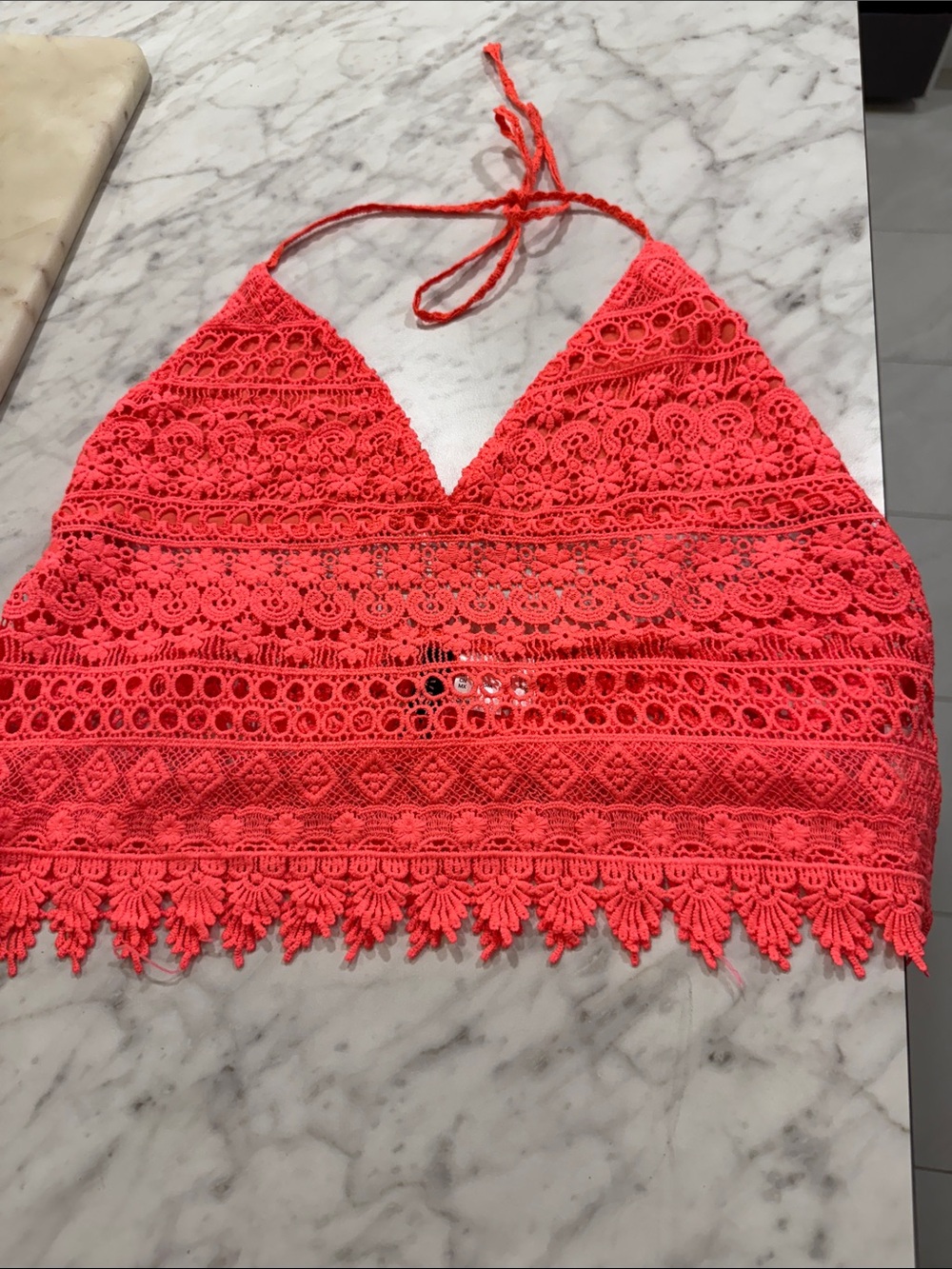 H&M Coral Crochet Halter top